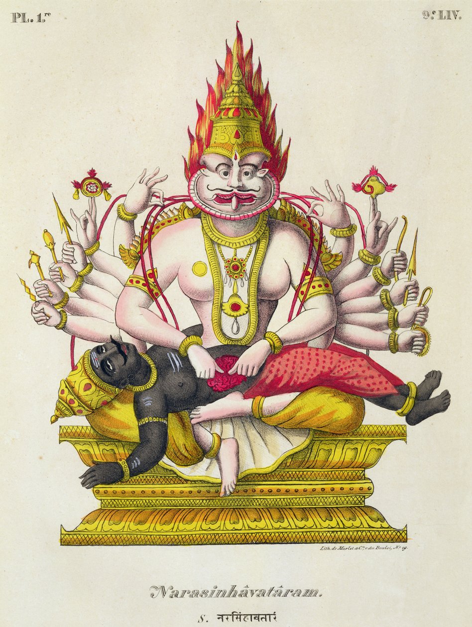 Narasimha, grawerowane przez de Marlet autorstwa French School