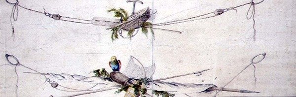 Kartusz morski z papugą, ok. 1800 (akwarela na papierze) autorstwa French School
