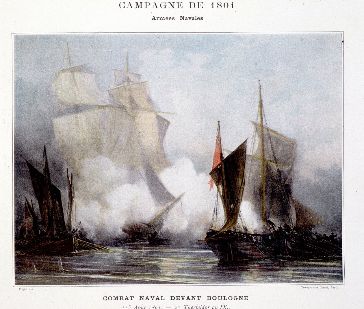 Walka morska pod Boulogne - w „Bitwach morskich Napoleona”” autorstwa French School