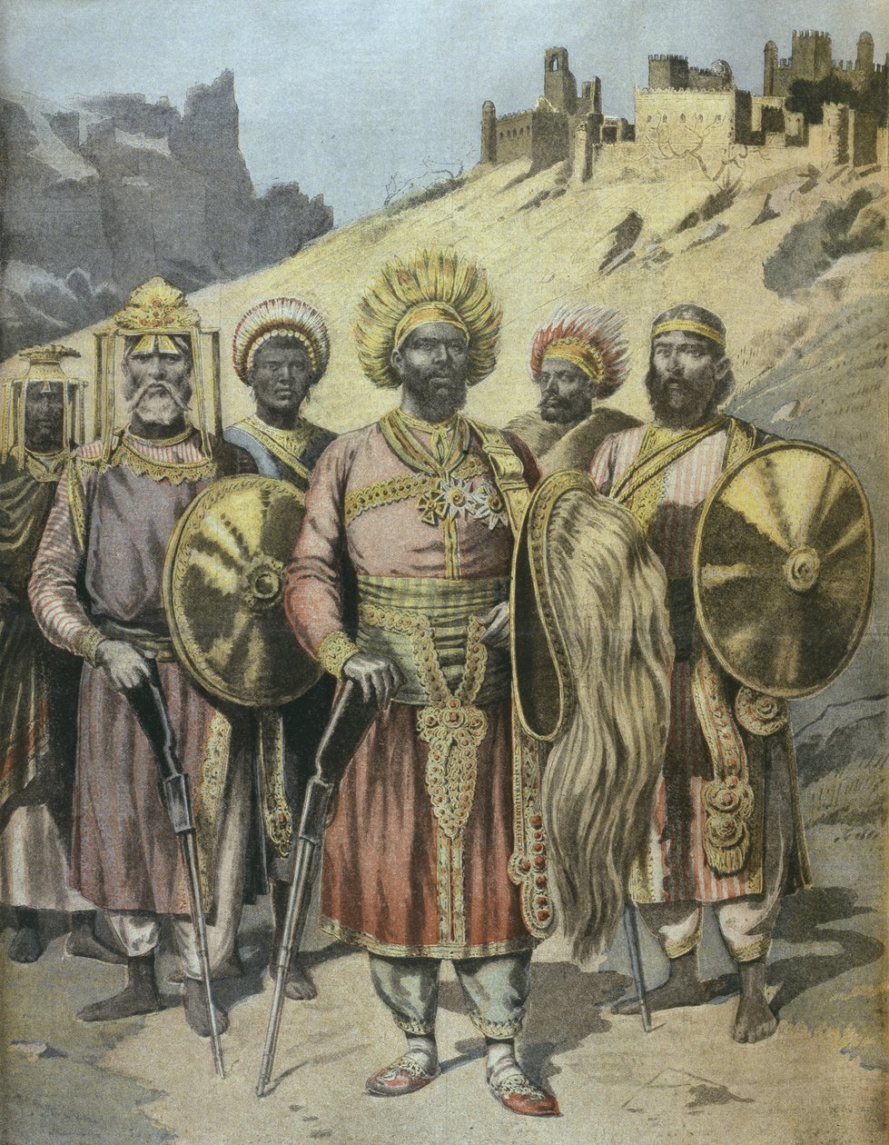 Negus z Abisynii, Menelik II (1844-1913) ilustracja z Le Petit Journal, listopad 1895 autorstwa French School