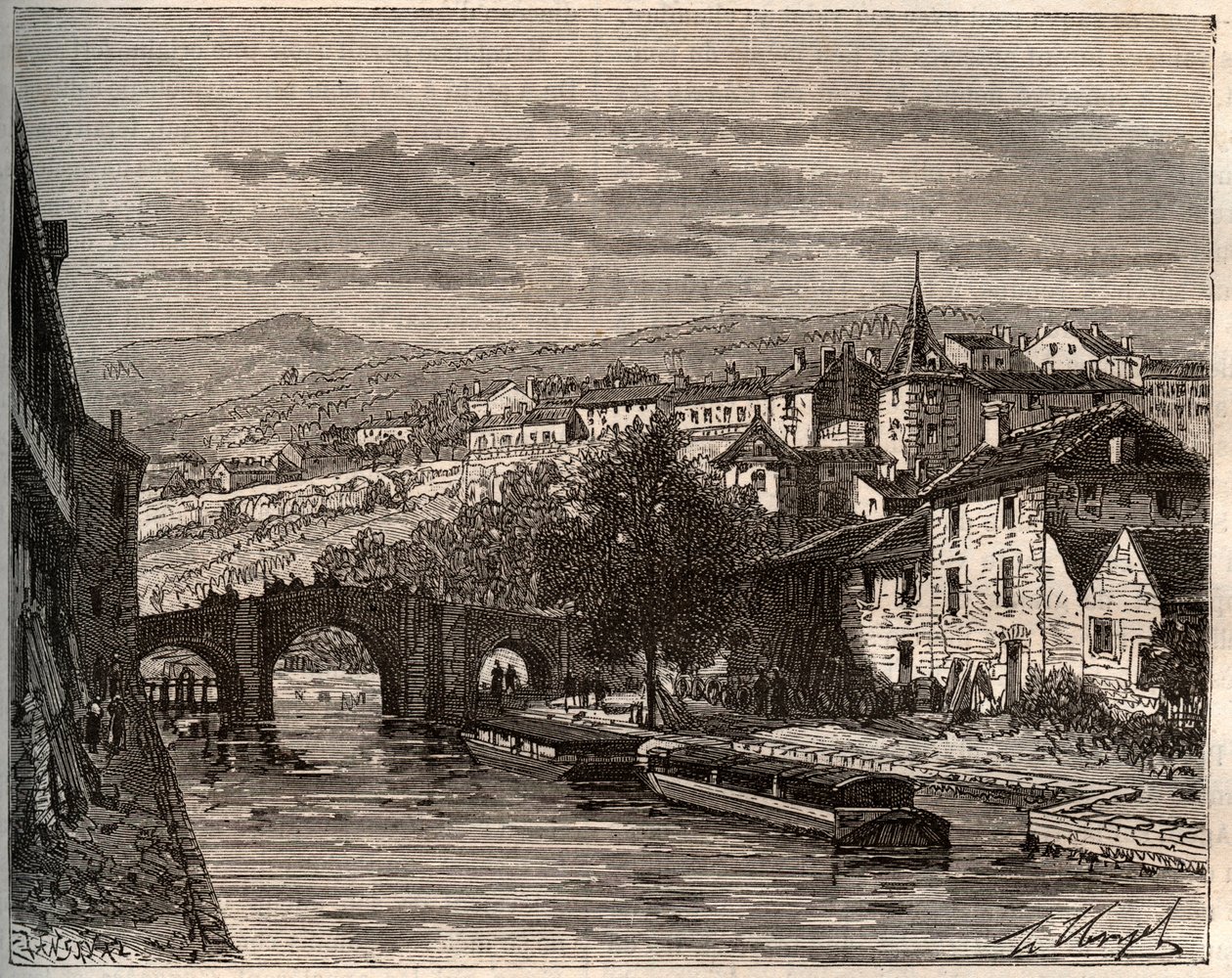 Nerac - Lot-et-Garonne - rycina w „La France illustrée: geography, history, statystyczna administracja” autorstwa V.A. Malt-Browna. 1884 autorstwa French School