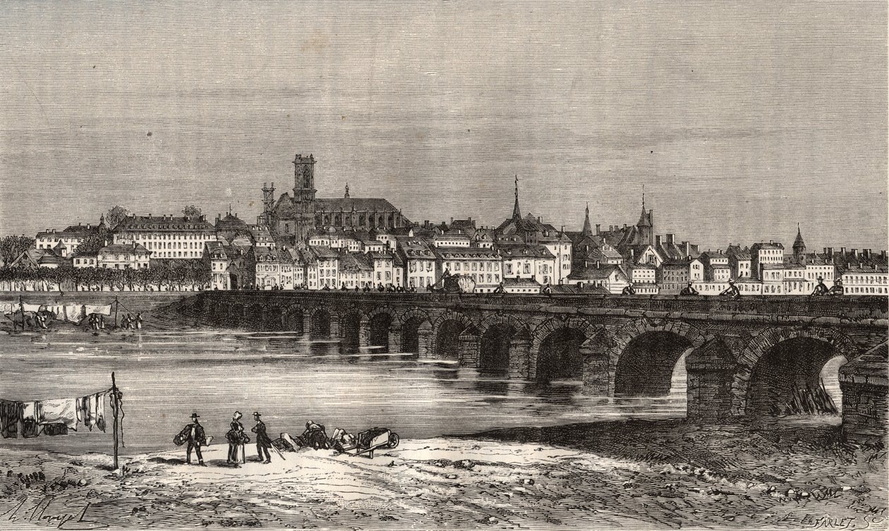 Nevers - Nievre en region Burgundy - rycina w „La France illustree: geografia, historia, administracja statystyczna” autorstwa V.-A. Słodowo-Brązowy. 1884 autorstwa French School