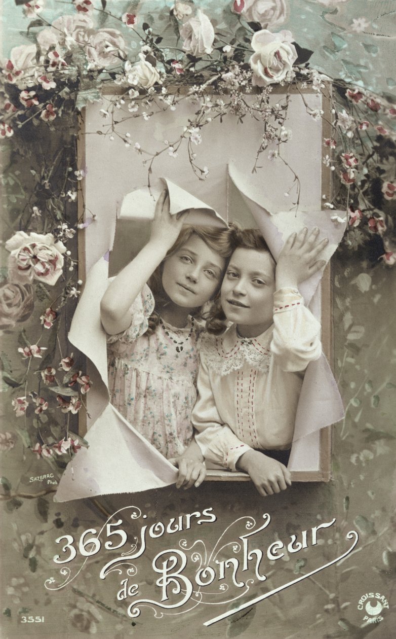 Kartka noworoczna, początek XX wieku autorstwa French School