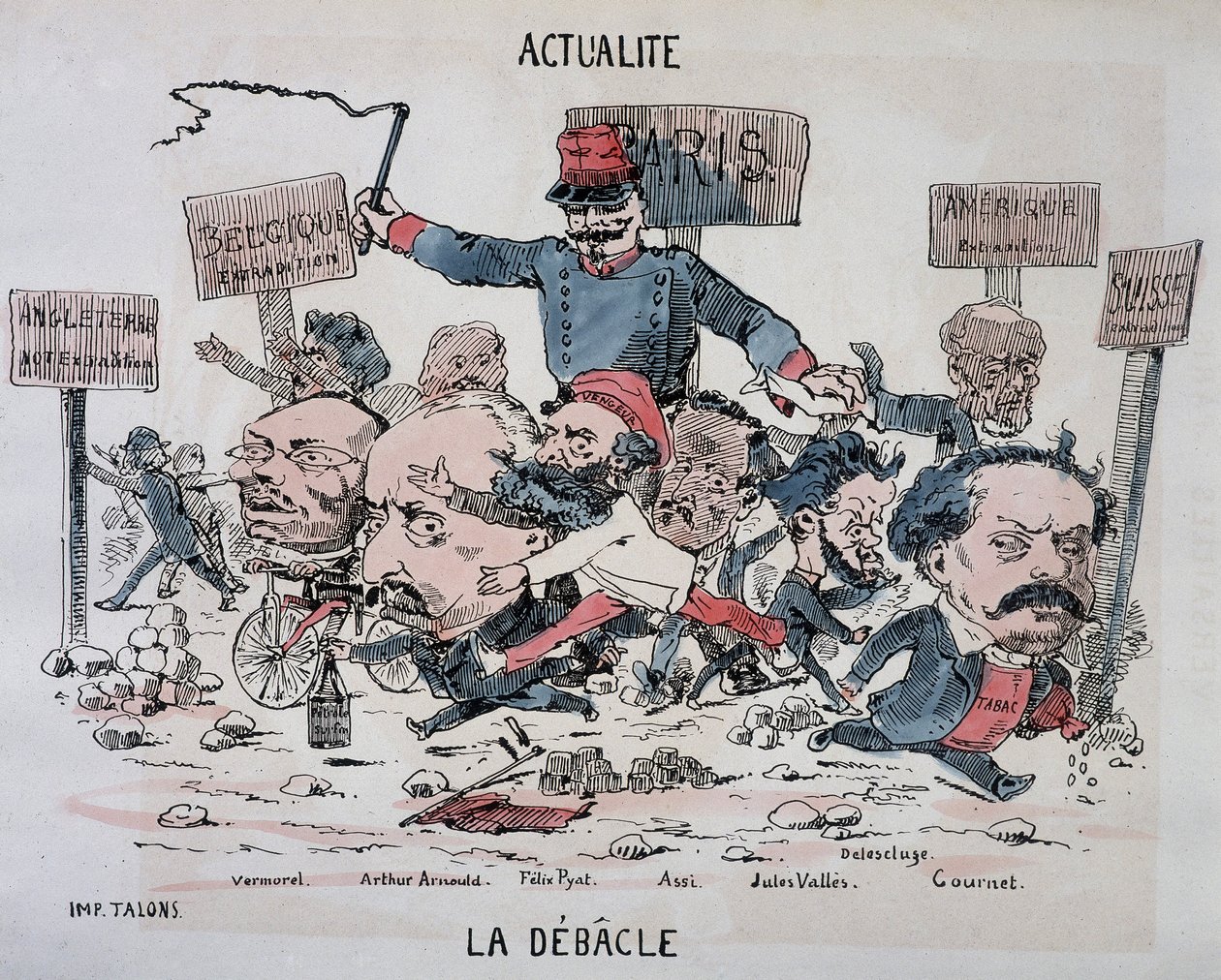Aktualności: La déblacle: Vermorel, Arnould, Pyat, Assi, Vallès, Delescluze i Gournet na końcu Komuny autorstwa French School