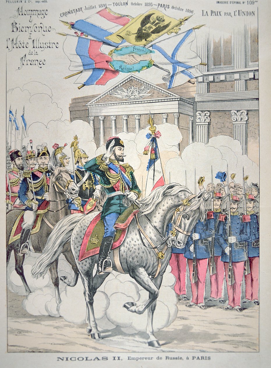 Mikołaj II odwiedza Paryż w październiku 1896 (kolor lito) autorstwa French School