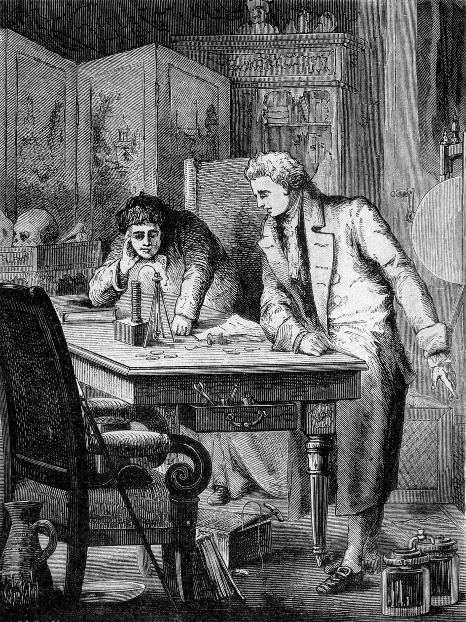 Nicholson i Carlisle w Londynie rozkładają wodę przy stosie volty (kupa Alessandro (Alexandre) Volty), 2 maja autorstwa French School