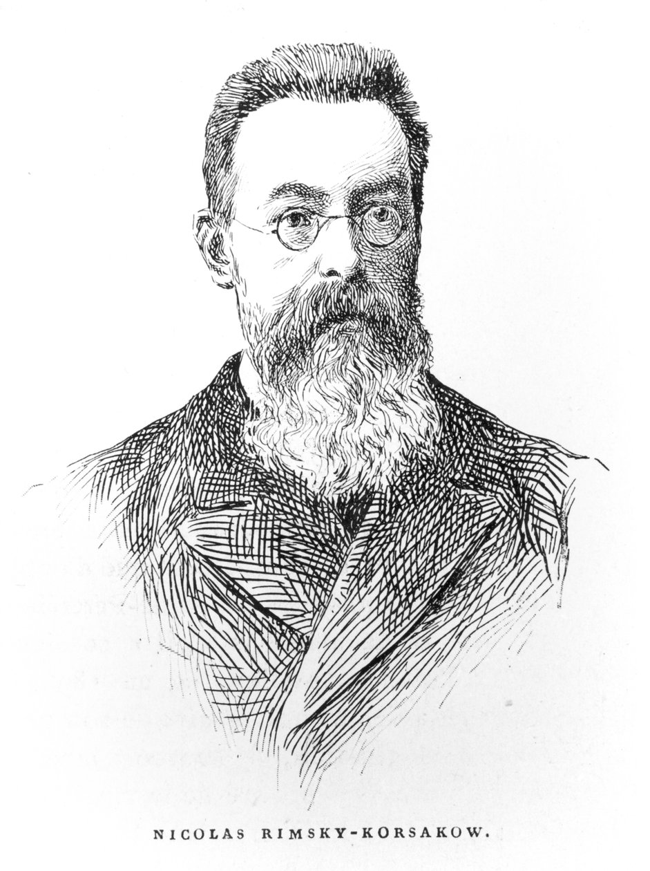 Mikołaj Andriejewicz Rimski-Korsakow (1844-1908), ilustracja z LHistoire de la Musique en Russie Alberta Soubiesa, opublikowana w Paryżu, 1898 autorstwa French School