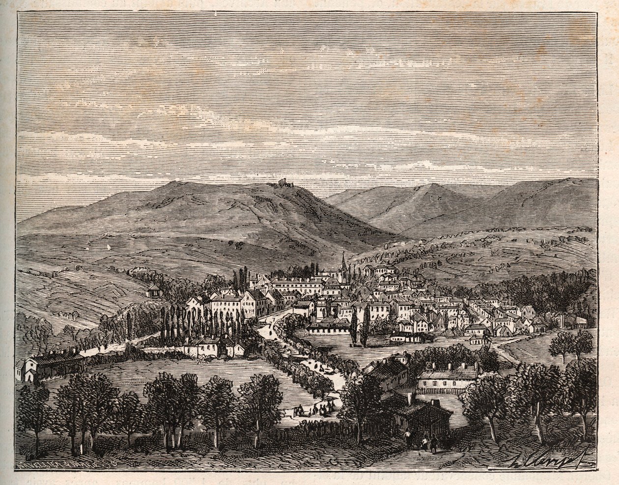 Niederbronn-les-Bains w Alzacji - rycina w „La France illustrée: geografia, historia, administracja statystyczna” autorstwa V.A. Malt-Browna. 1884 autorstwa French School