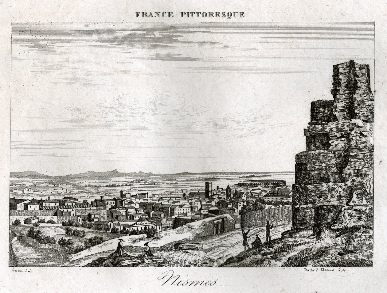 Nimes. (grafika, ok. 1850) autorstwa French School