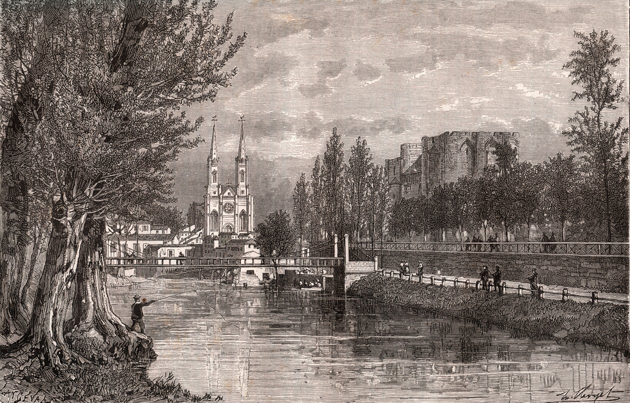 Niort - Deux-Sevres - grawer w „La France illustrée: geografia, historia, administracja statystyczna” autorstwa V.A. Malt-Browna. 1884 autorstwa French School
