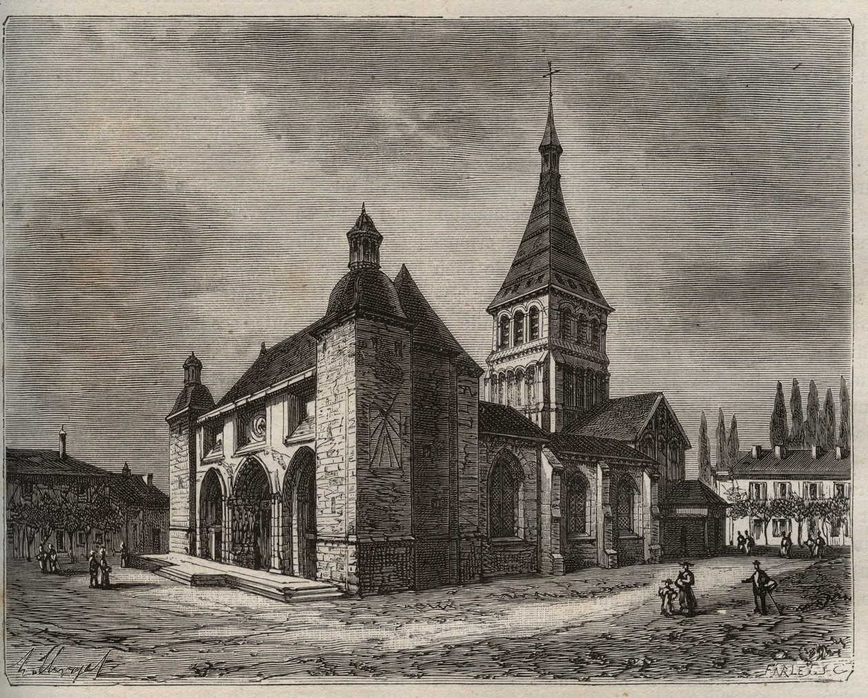 Notre Dame de Wassy - Haute-Marne w regionie Szampania-Ardeny - rycina w „La France illustrée: geografia, historia, administracja statystyczna” autorstwa V.-A. Słodowy Brąz. 1884 autorstwa French School