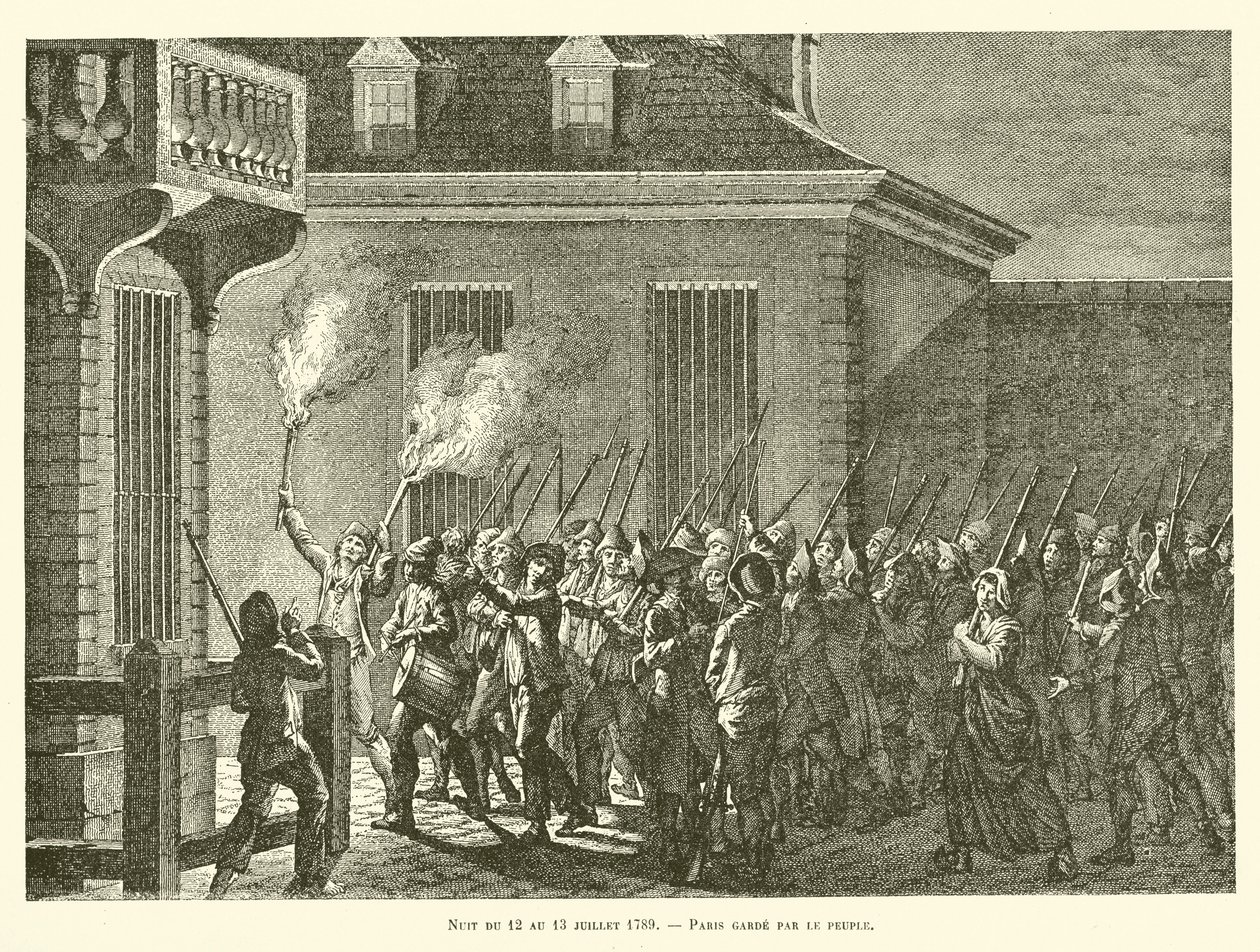 Noc z 12 na 13 lipca 1789, Paryż strzeżony przez lud (rycina) autorstwa French School