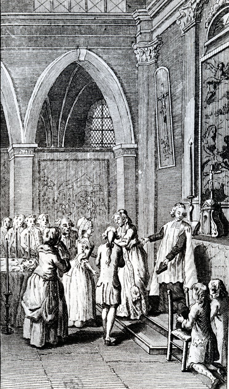 Posłuszeństwo, ilustracja z „Życia mojego ojca” Restifa de la Bretonne autorstwa French School