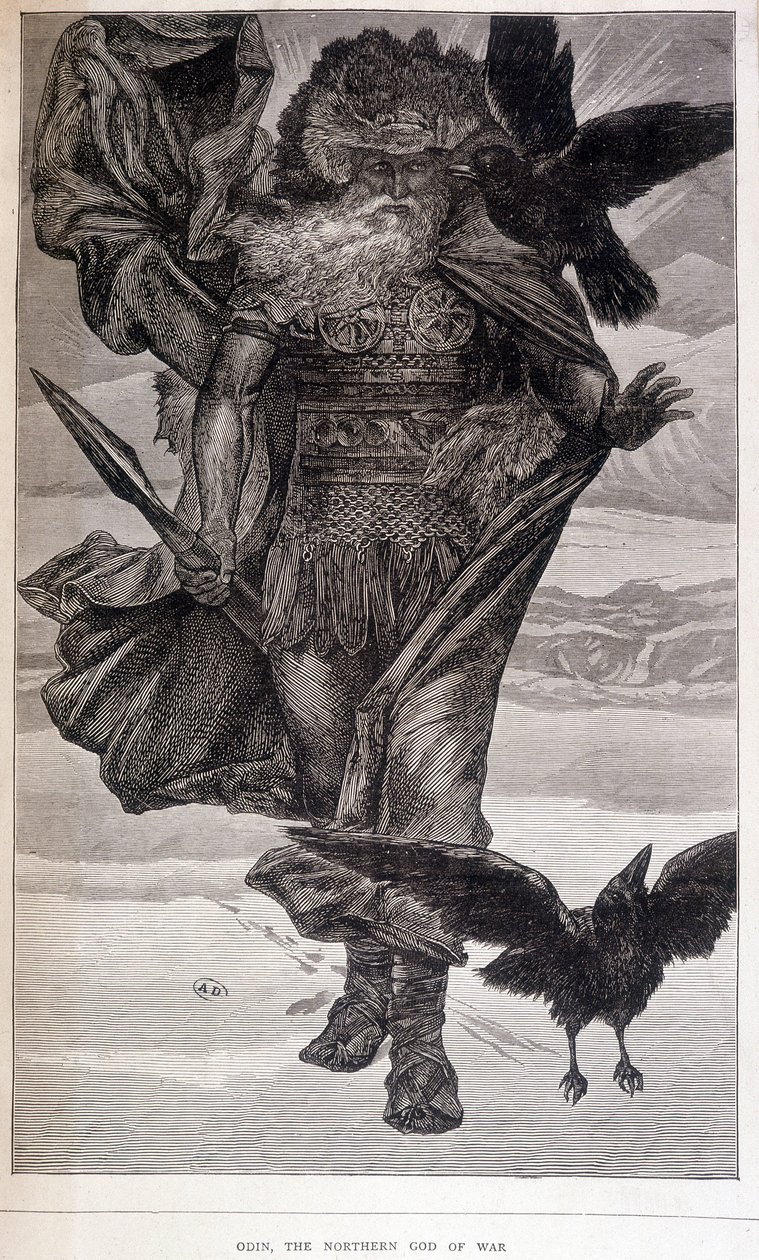 Odyn, germański bóg wojny i poezji - grawer autorstwa French School