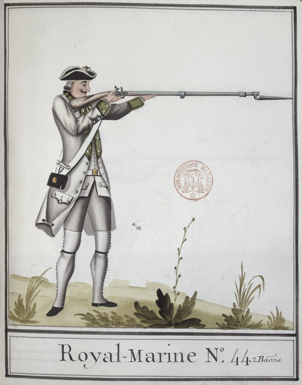 Oficer Marine Royale z bagnetowym muszkietem, 1768 autorstwa French School