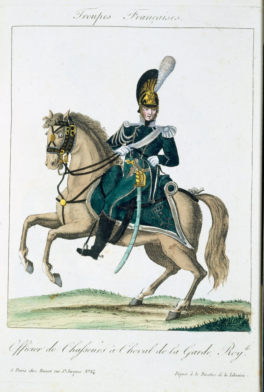 Oficer Królewskiej Gwardii Konnej, z Troupes Francaises, wyd. w Basset, Paryż, c.1790 autorstwa French School