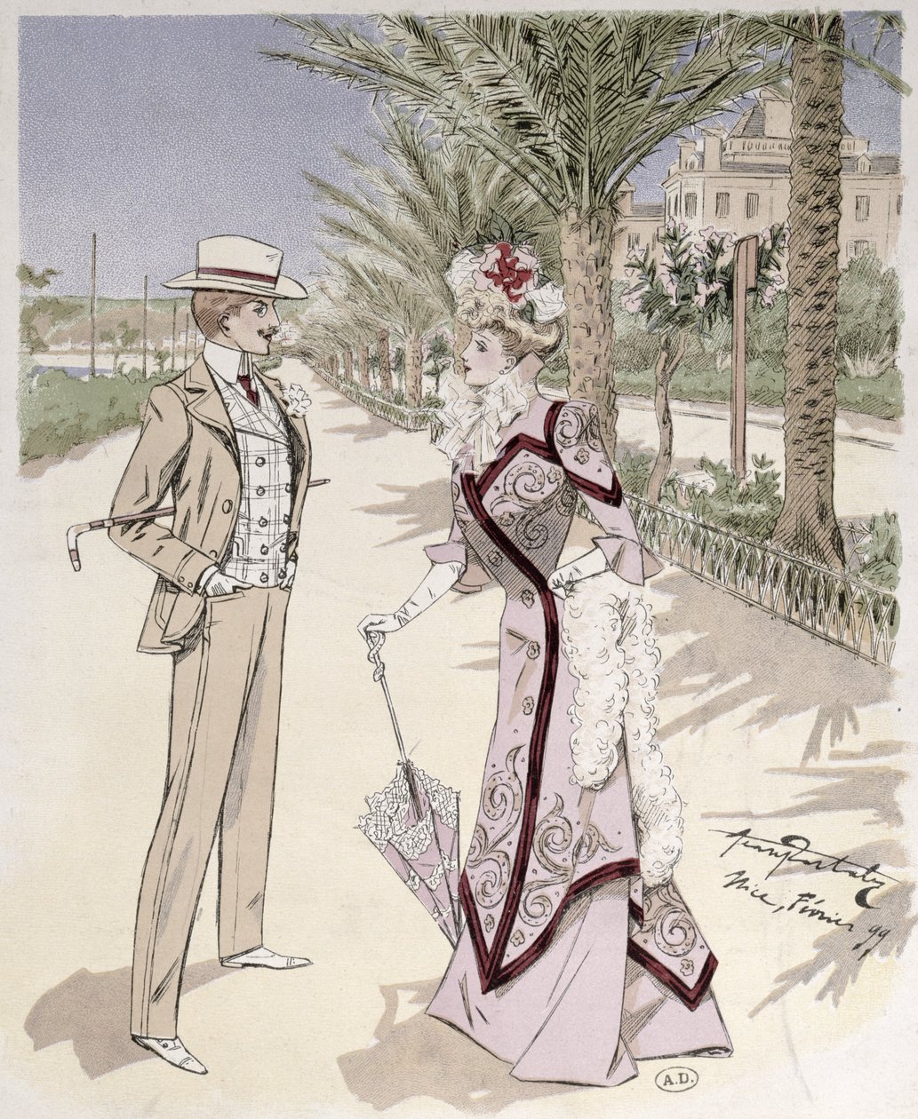 Na Promenade des Anglais, Nicea, luty 1899 autorstwa French School