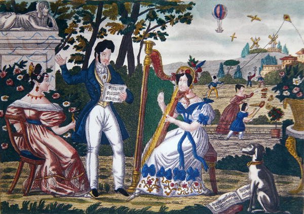 Koncert plenerowy, ok. 1840 (kolor lito) autorstwa French School