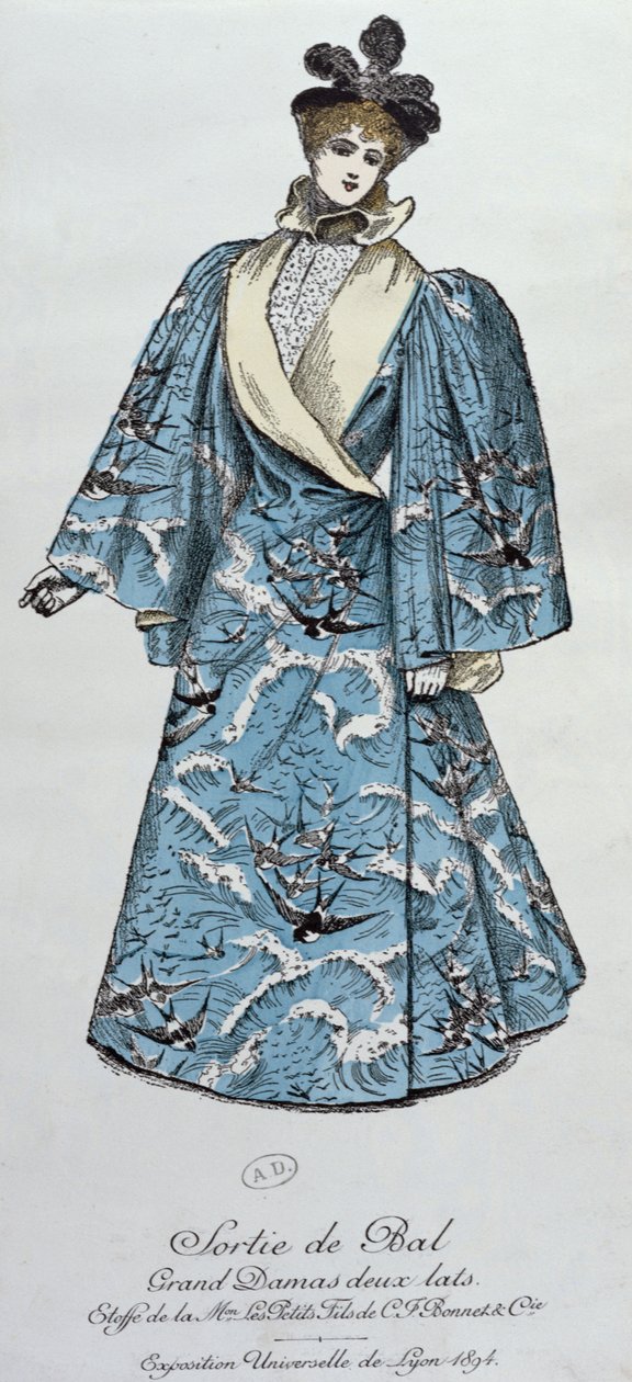 Płaszcz operowy stworzony przez couturiera Wortha, z prospektu do Wystawy Powszechnej w Lyonie, 1894 autorstwa French School