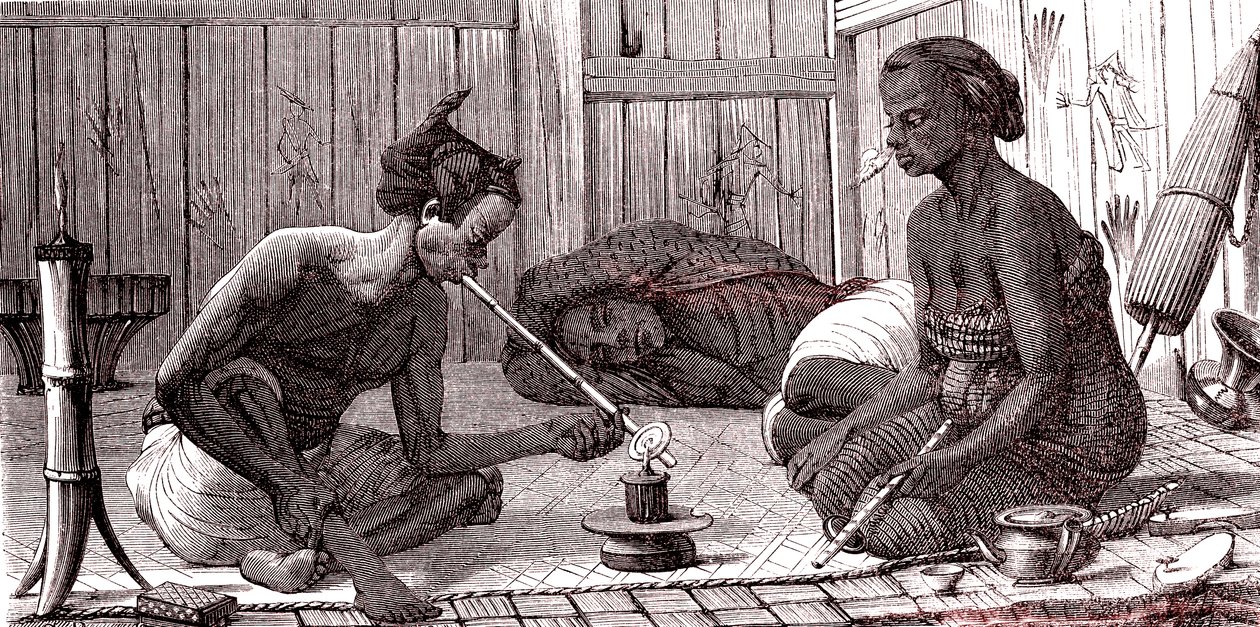 Palacze opium w Malezji autorstwa French School
