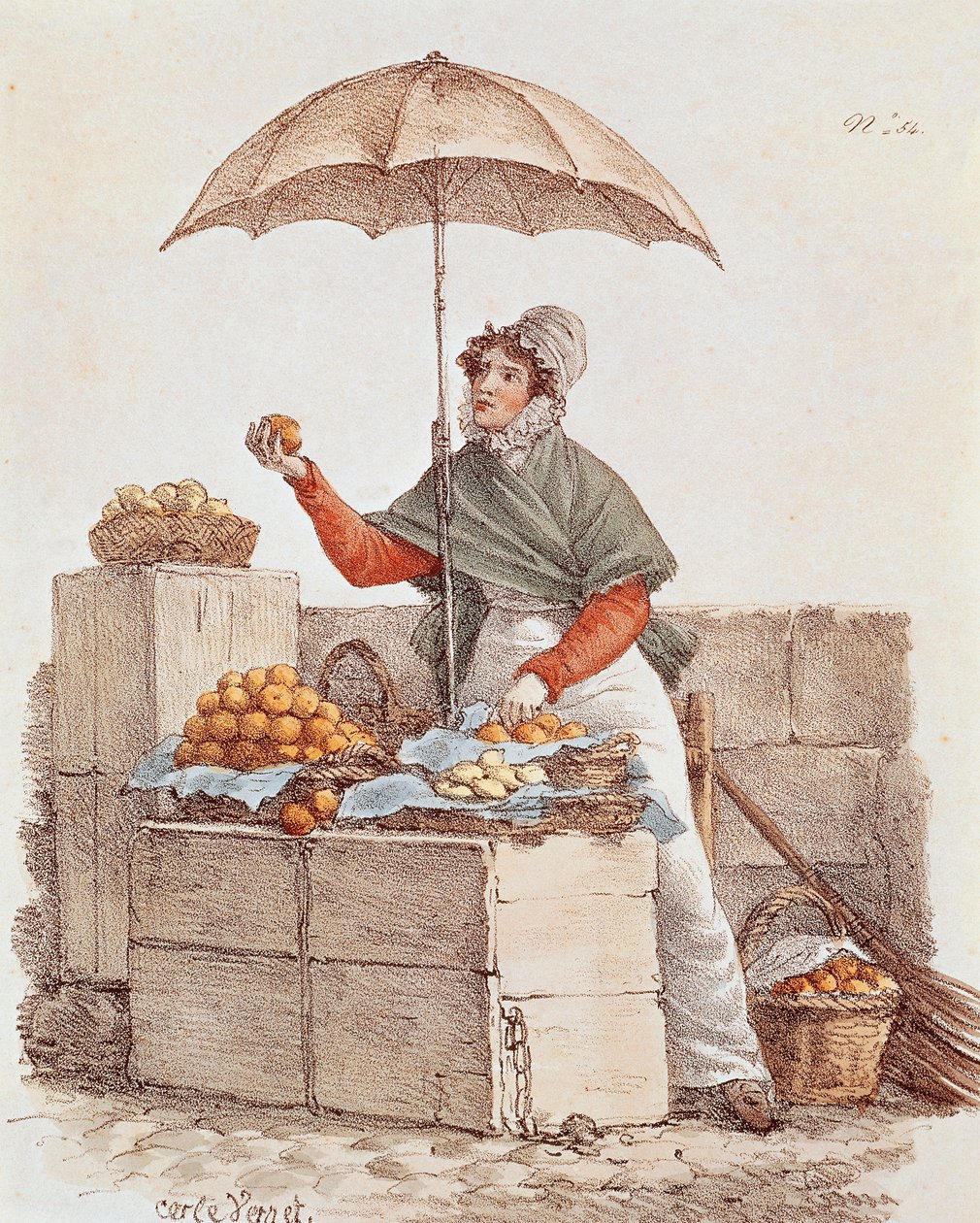 Sprzedawca pomarańczowy, druk, Francja autorstwa French School