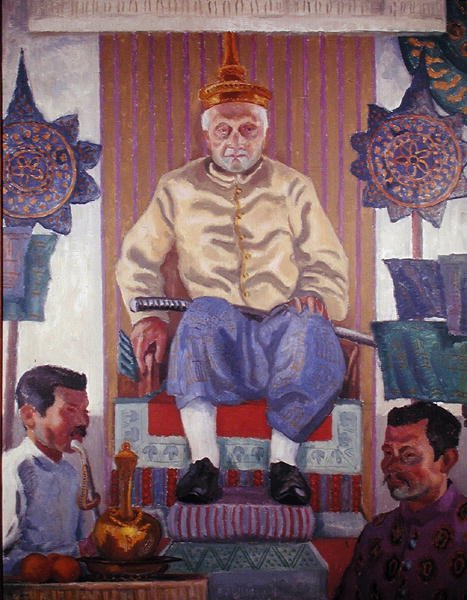Oun Kham (1811-95), król Luang Prabang, Laos (olej na płótnie) autorstwa French School