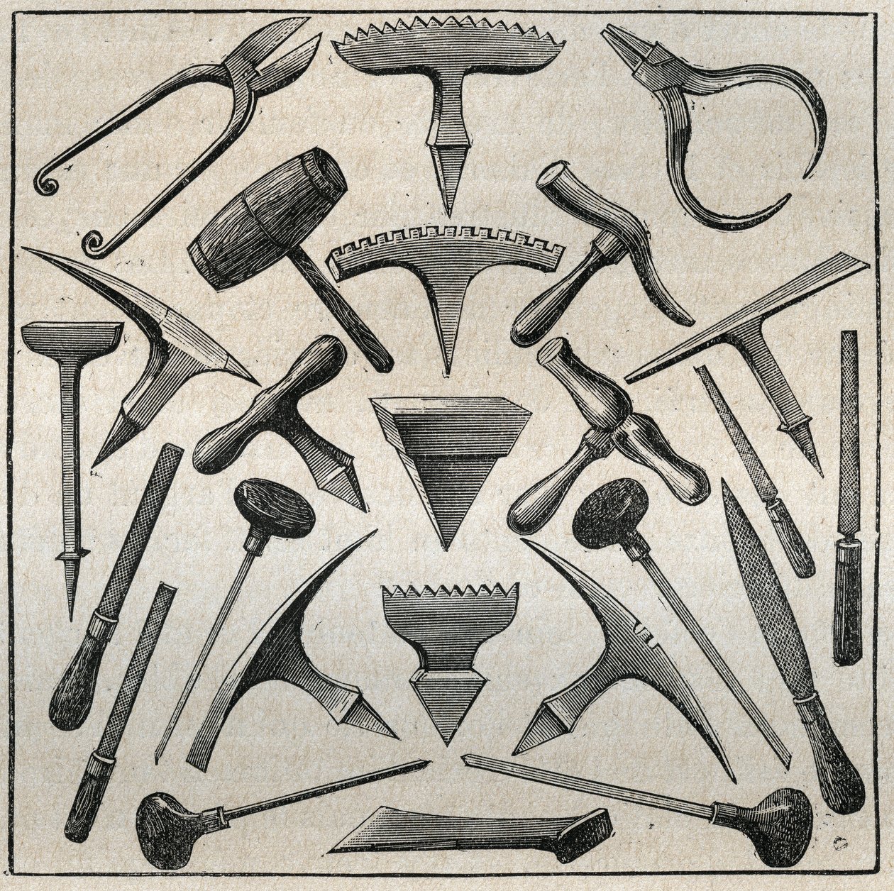 Narzędzia golfowe. Grawer z 1885 roku w „Les arts et professions illustrés” Adolphe BITARD. autorstwa French School