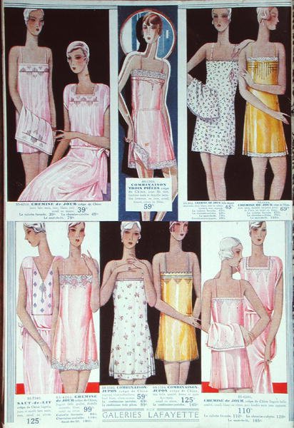 Strona z katalogu bielizny „Galeries Lafayette”, styczeń 1929 (kolor lito) autorstwa French School
