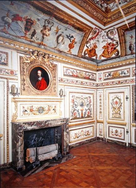Pokój malowany z motywami polichromowanymi, ok. 1660 (drewno polichromowane) autorstwa French School