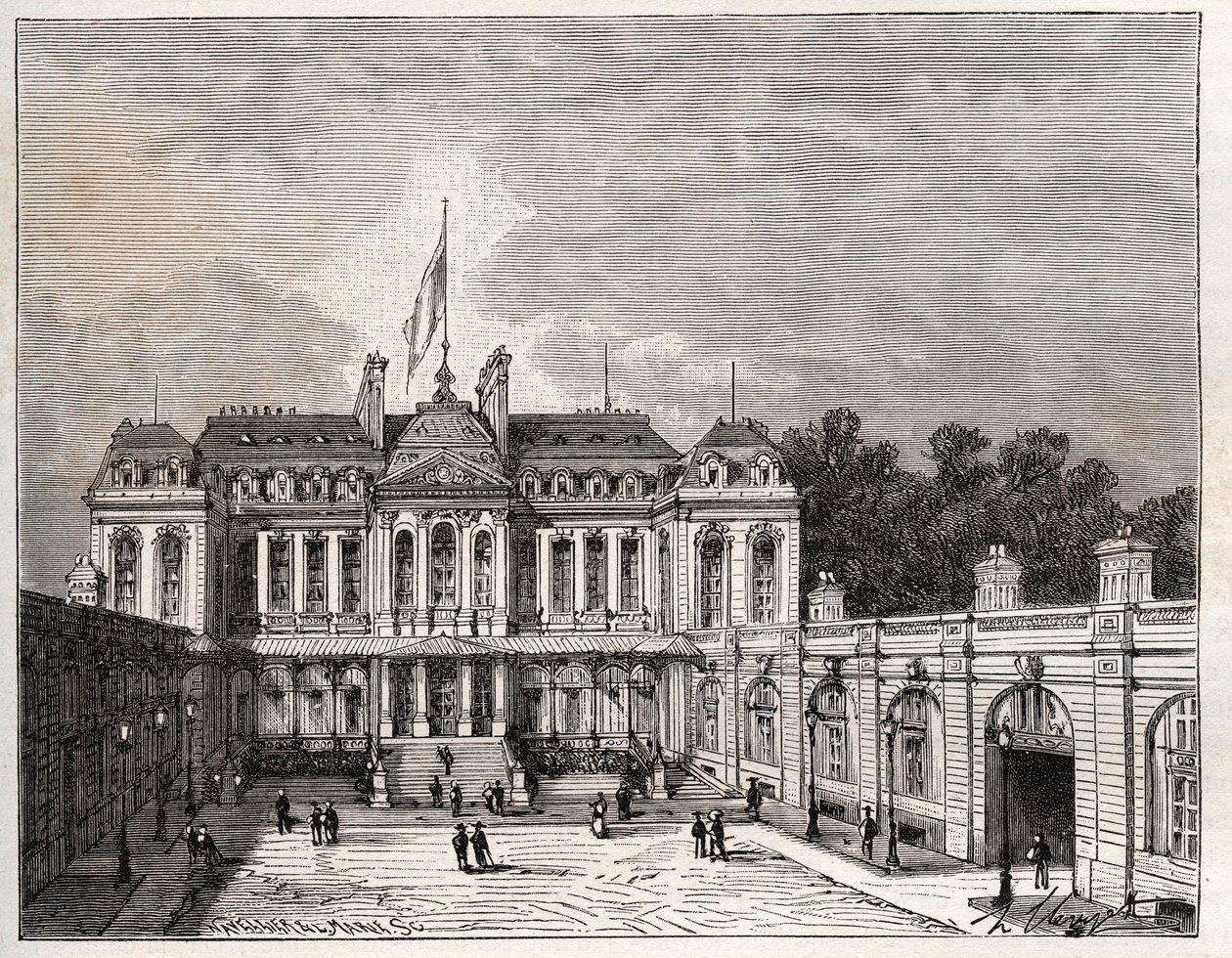Pałac Elizejski w Paryżu - rycina w „La France illustrée: geografia, historia, administracja statystyczna” autorstwa V.A. Malt-Browna. 1884 autorstwa French School