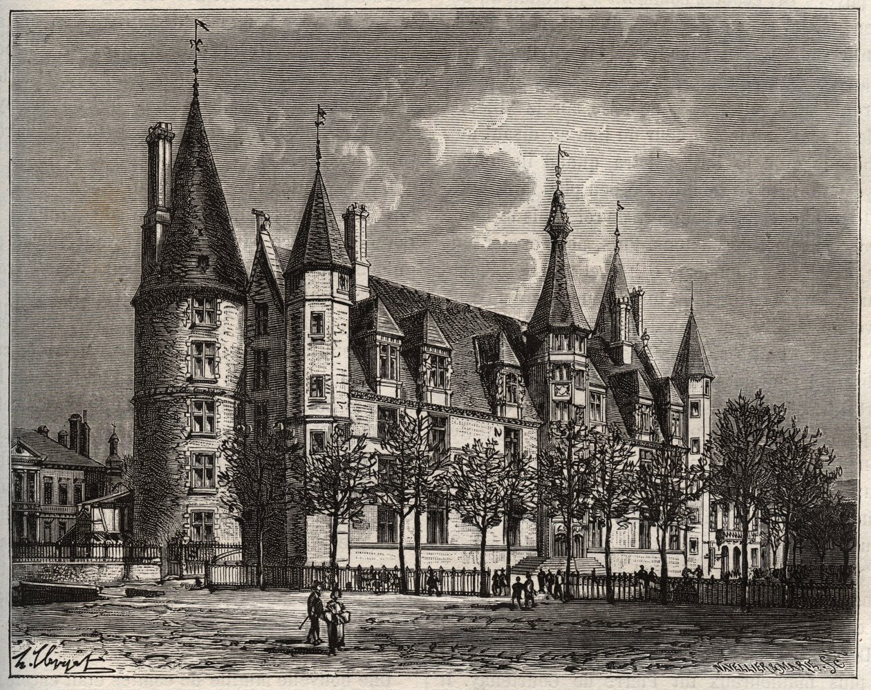 Palais ducal de Nevers - Zamek z XV - XVI w. - grawer w „La France illustree: geografia, historia, administracja statystyczna” autorstwa V.-A. Słodowo-Brązowy. 1884 autorstwa French School