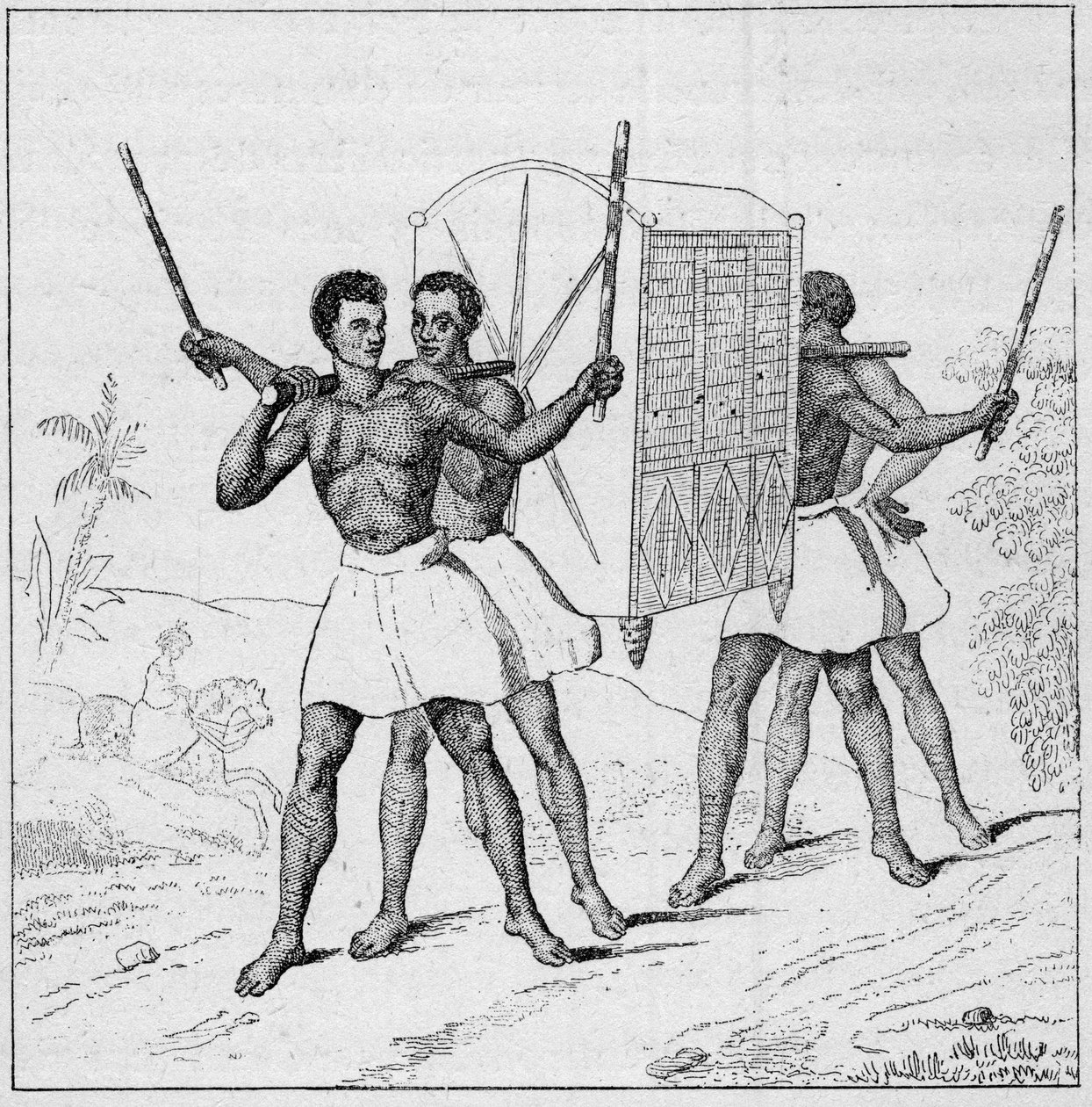 Wycieczka Palanquin na Wyspę Bourbon (Wyspa Reunion) w XVIII wieku. Grawerowanie w „La Marine et les colonies: commerce” autorstwa French School