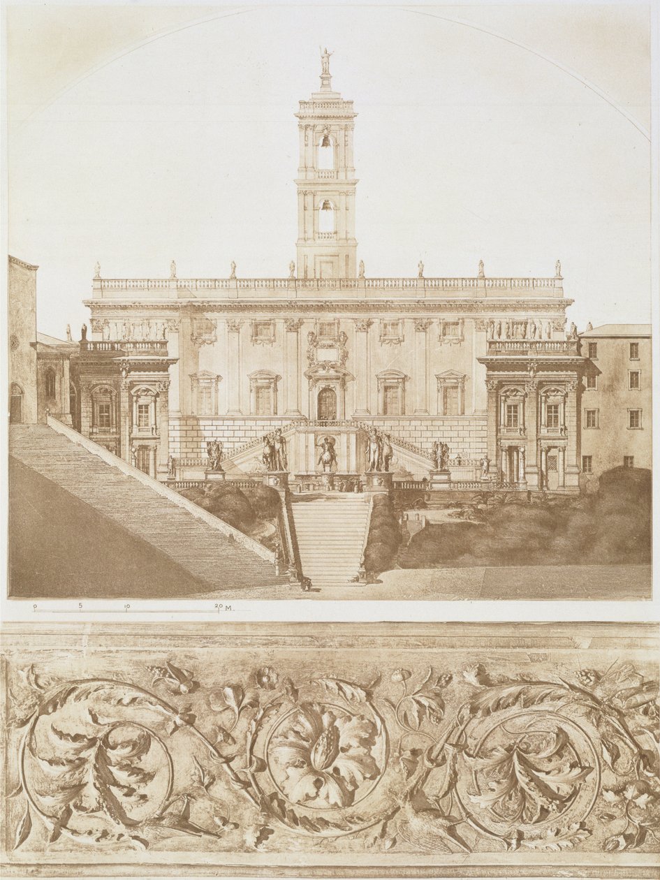 Palazzo Senatorio, Kapitol, Rzym, z fragmentów architektury średniowiecznej i renesansowej, ryt. Jules Adolphe Chauvet (ur. 1828) autorstwa French School