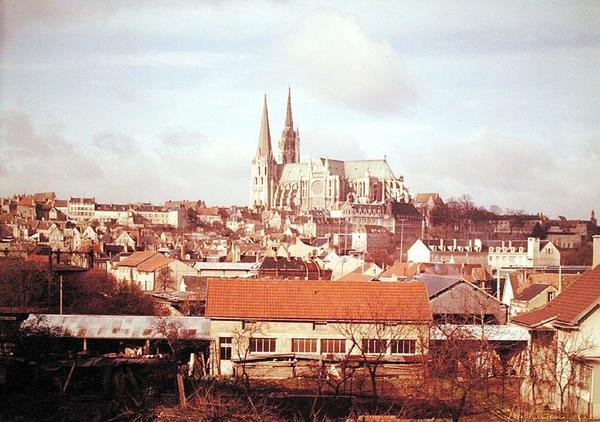 Panoramiczny widok na miasto z katedrą autorstwa French School