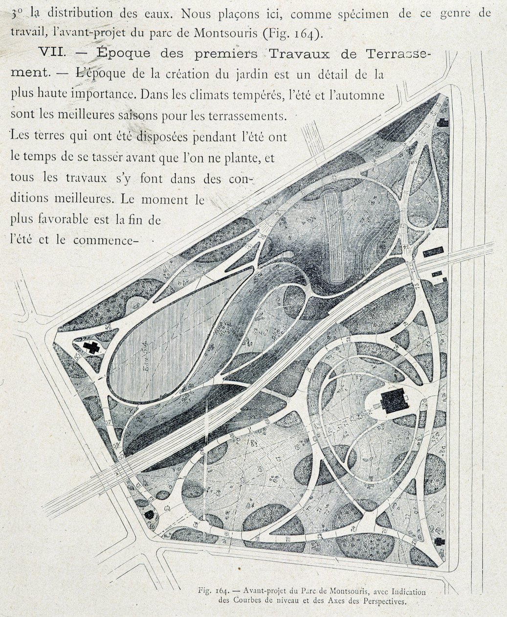 Parc de Montsouris: plan ogrodu z wyprzedzeniem autorstwa French School
