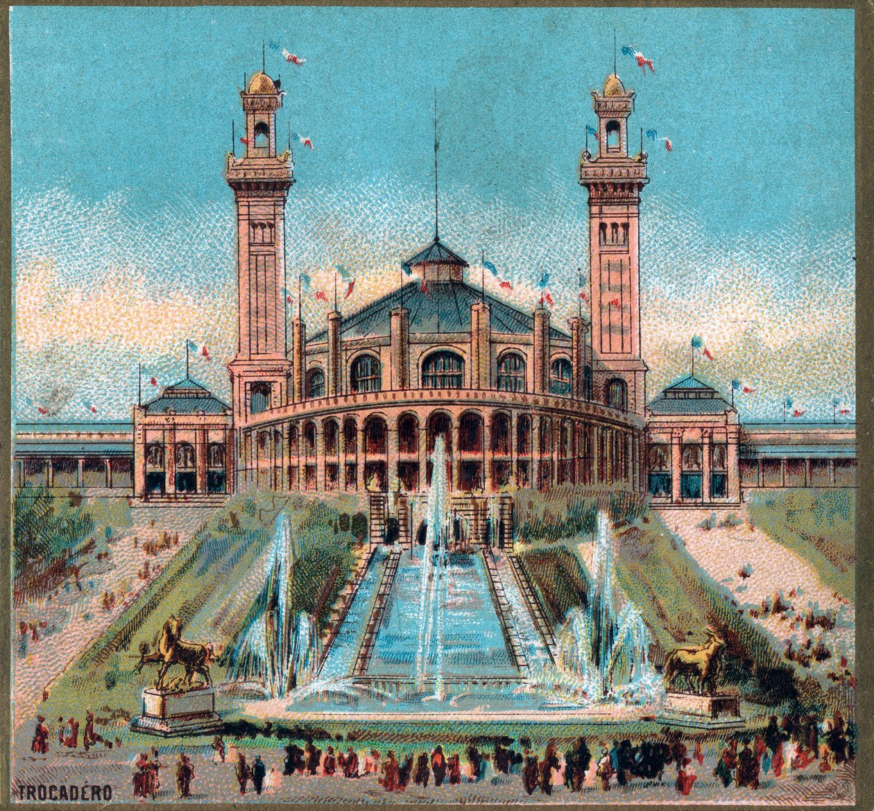 Paryż. Wystawa powszechna z 1889 roku: Trocadero. autorstwa French School