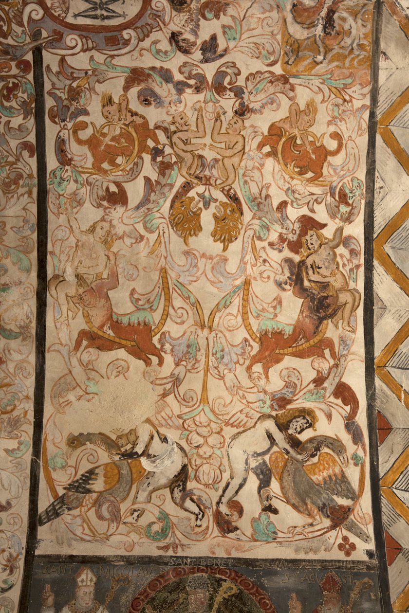 Kościół parafialny (Kościół Matki Bożej Solers). Wnętrze. Nawy. Malowidła ścienne. Szczegół. 16 wiek (?). autorstwa French School