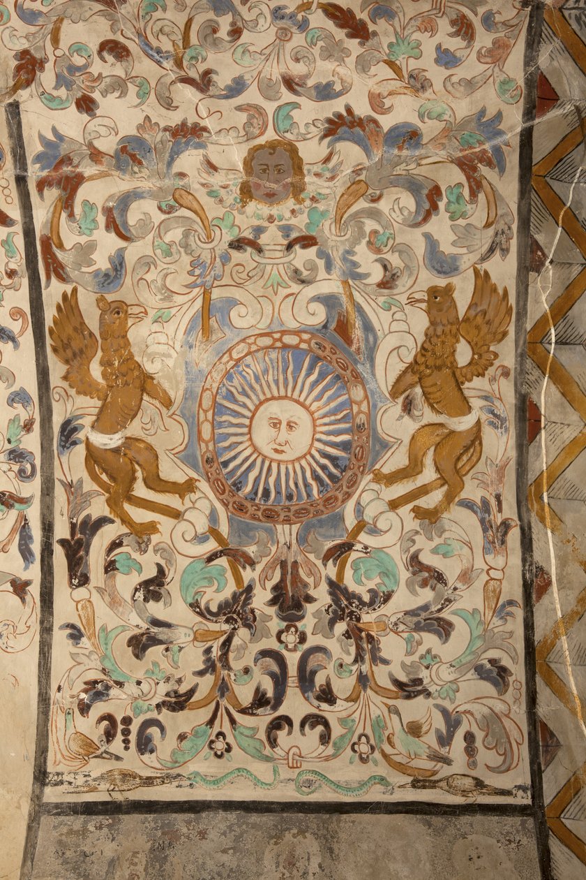 Kościół parafialny (Kościół Matki Bożej Solers). Wnętrze. Nawy. Malowidła ścienne. Szczegół. 16 wiek (?). autorstwa French School