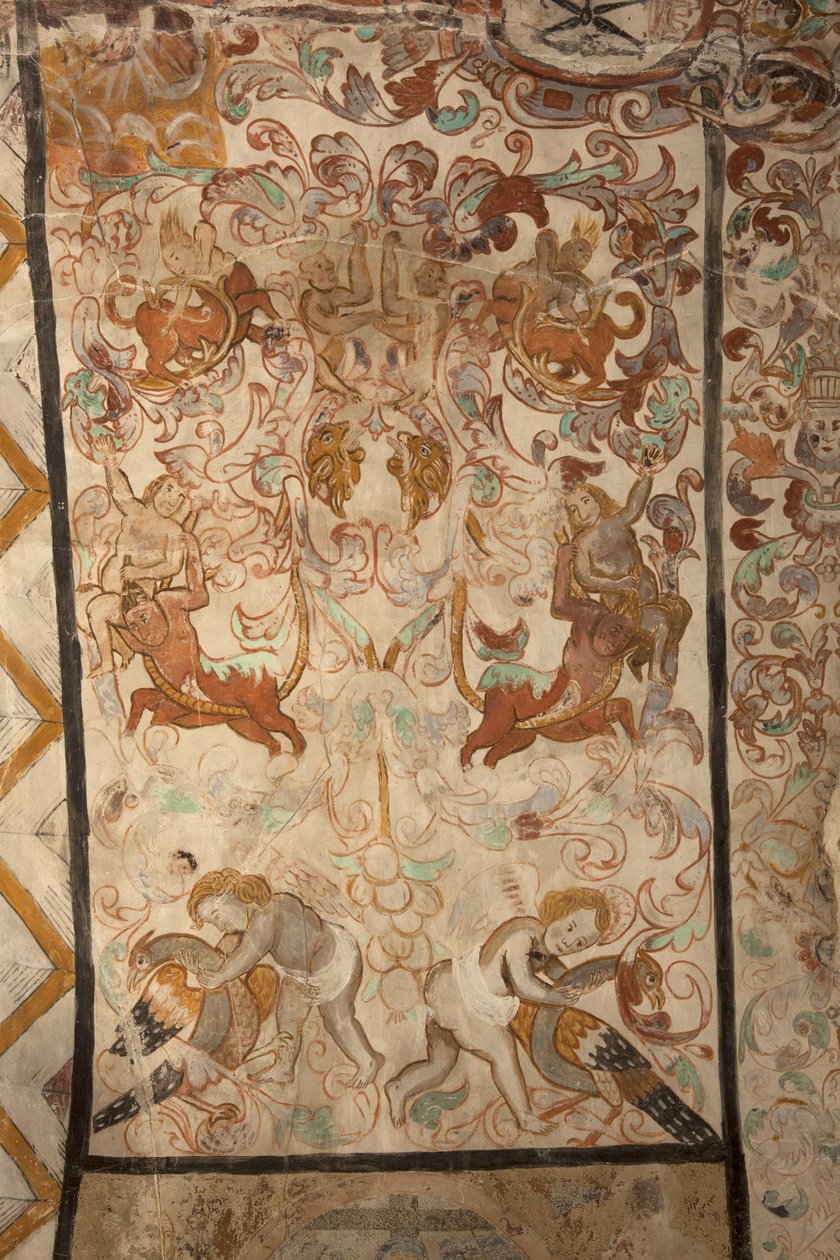 Kościół parafialny (Kościół Matki Bożej Solers). Wnętrze. Nawy. Malowidła ścienne. Szczegół. 16 wiek (?). autorstwa French School