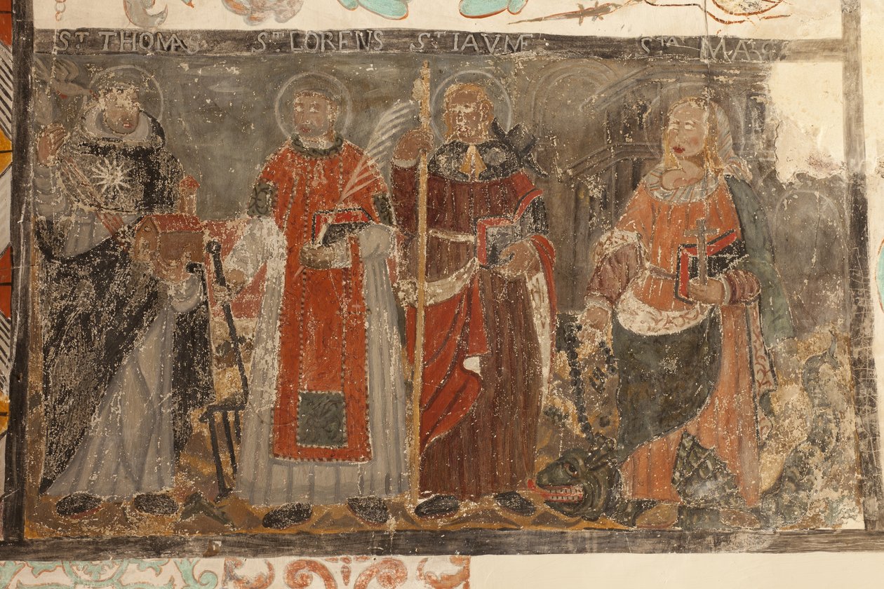 Kościół parafialny (Església de la Mare de Déu de Solers). Wnętrze. Nawy. Malowidła ścienne. Szczegół. XVI wiek (). autorstwa French School