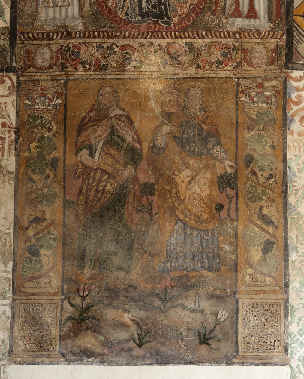 Kościół parafialny (Kościół Matki Bożej Solers). Wnętrze. Nawy. Malowidła ścienne. Szczegół. 16 wiek (?). autorstwa French School