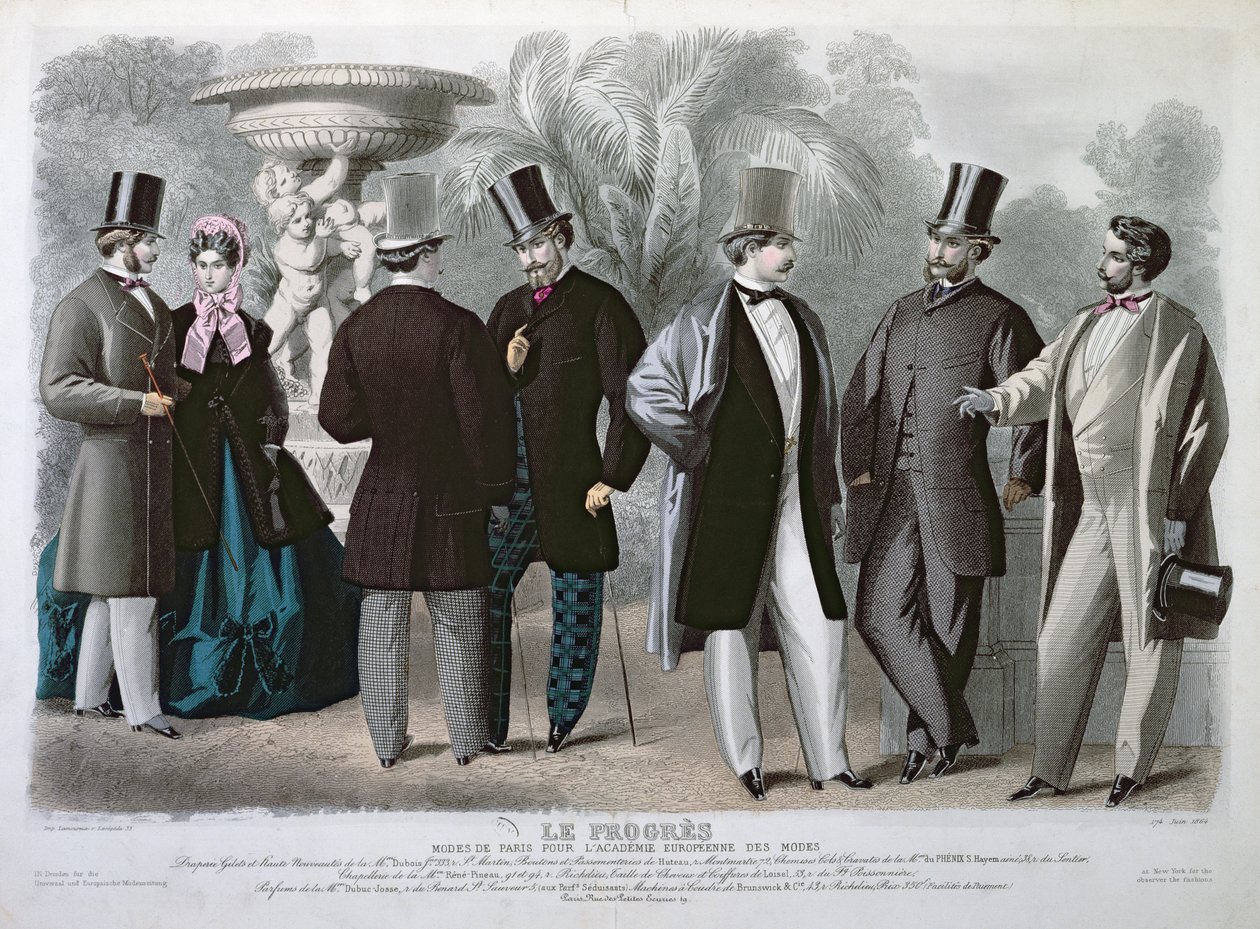 Talerz Parisian Fashion dla Le Progres, czerwiec 1864 (kolor grawerowany) autorstwa French School