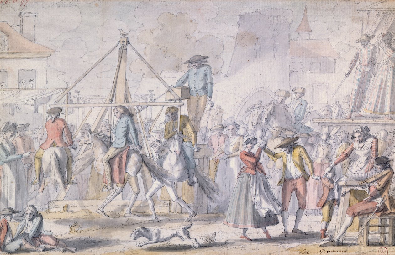 Paryska Strefa Rozkoszy, znana jako Les Porcherons (ołówek i toaleta na papierze) autorstwa French School