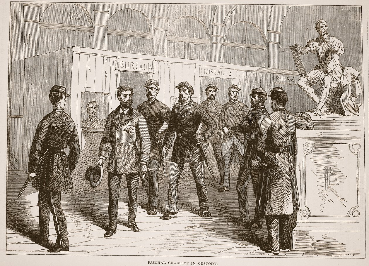 Paschal Grousset w areszcie, ilustracja z Cassells History of the War between France and Germany, 1870-1871 autorstwa French School