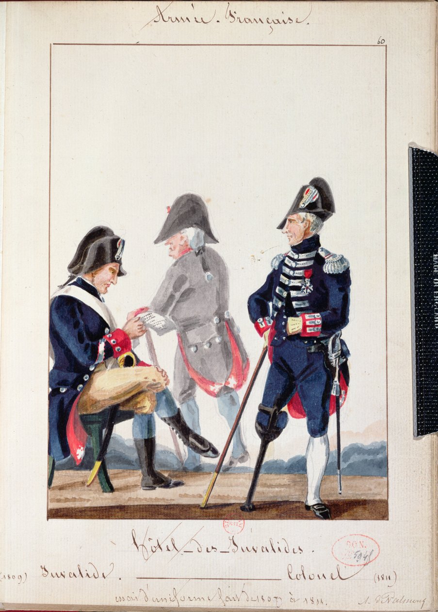Pacjenci w Hotel des Invalides, 1809-11 (wc na papierze) autorstwa French School