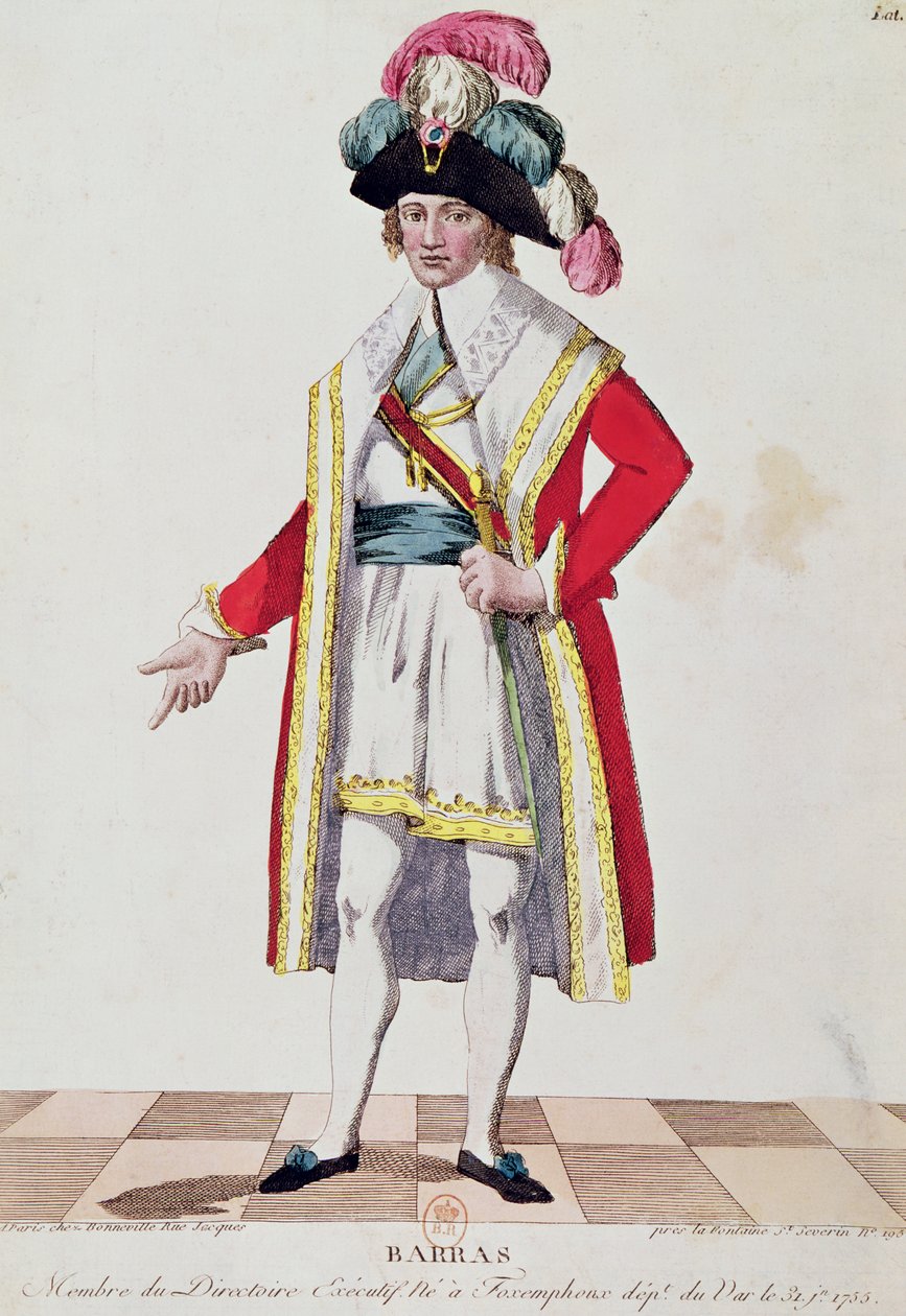 Paul Francois Jean Nicolas (1755-1829) Vicomte de Barras (kolorowy grawerunek) autorstwa French School