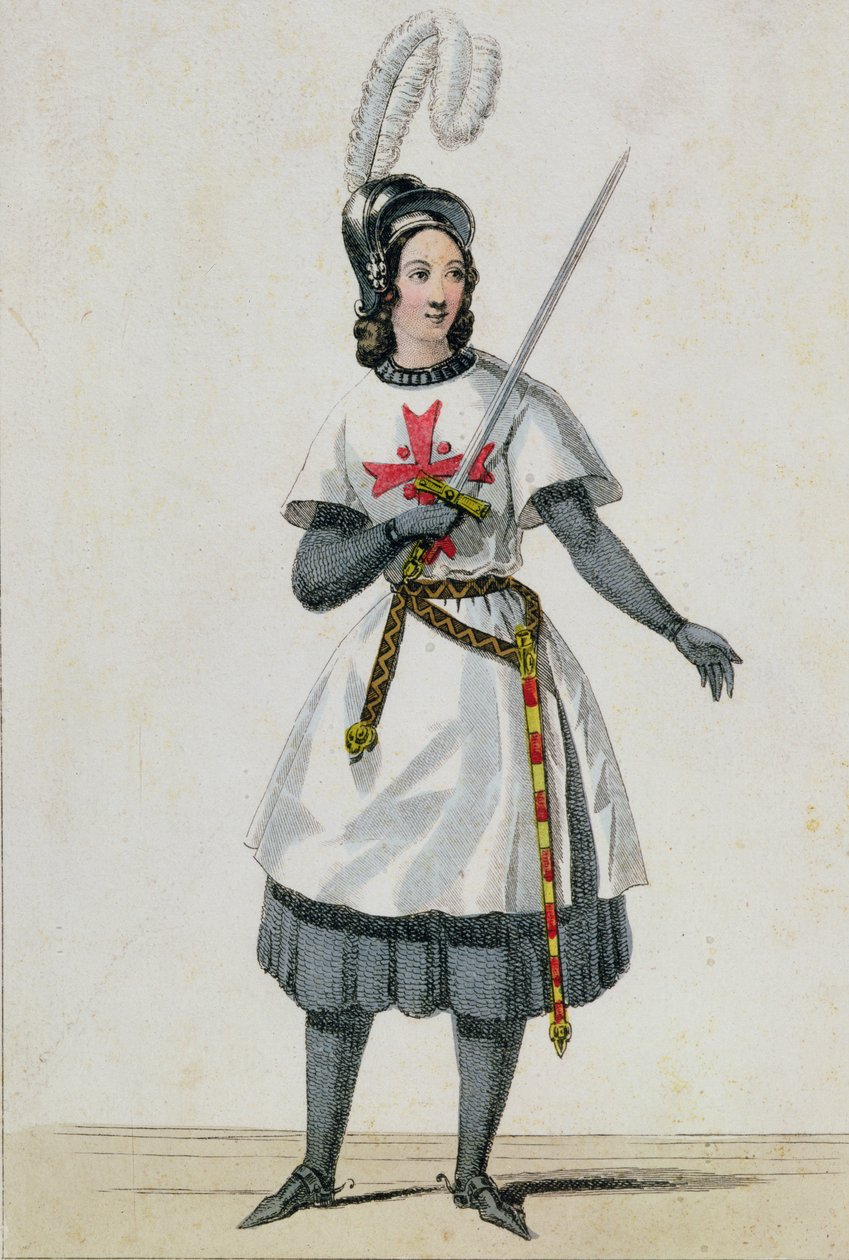 Pauline Garcia-Viardot (1821-1910) w roli Tancredi w operze Gioacchino Rossiniego (1792-1868) w Theatre Italien w Paryżu autorstwa French School