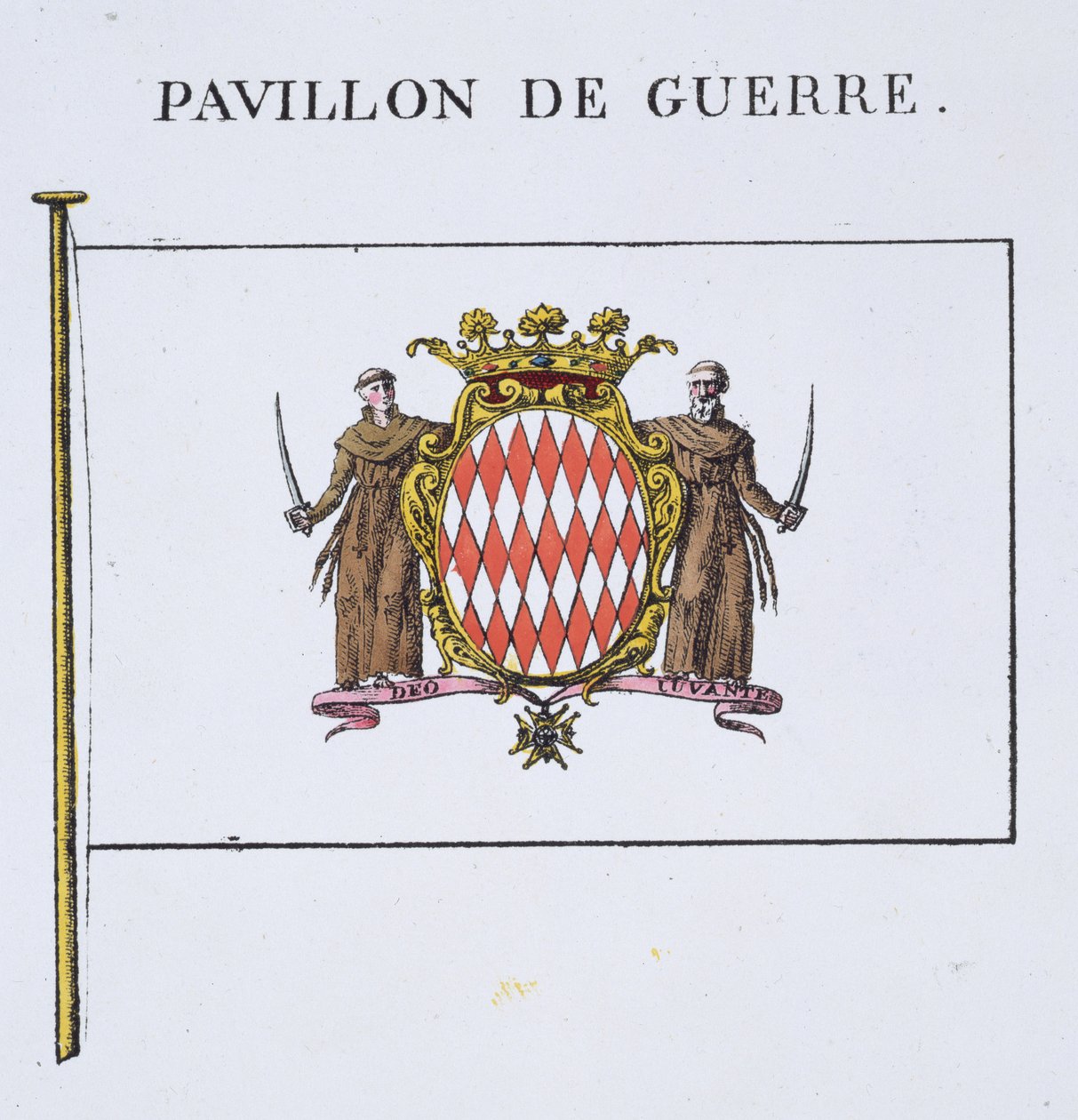 Pavillon de Guerre, fragment z Flags z Monako (patrz 103834), z francuskiej księgi flag, c.1819 autorstwa French School