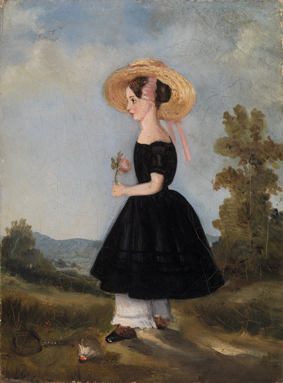 Wieśniaczka w kapeluszu w krajobrazie, 1840 autorstwa French School
