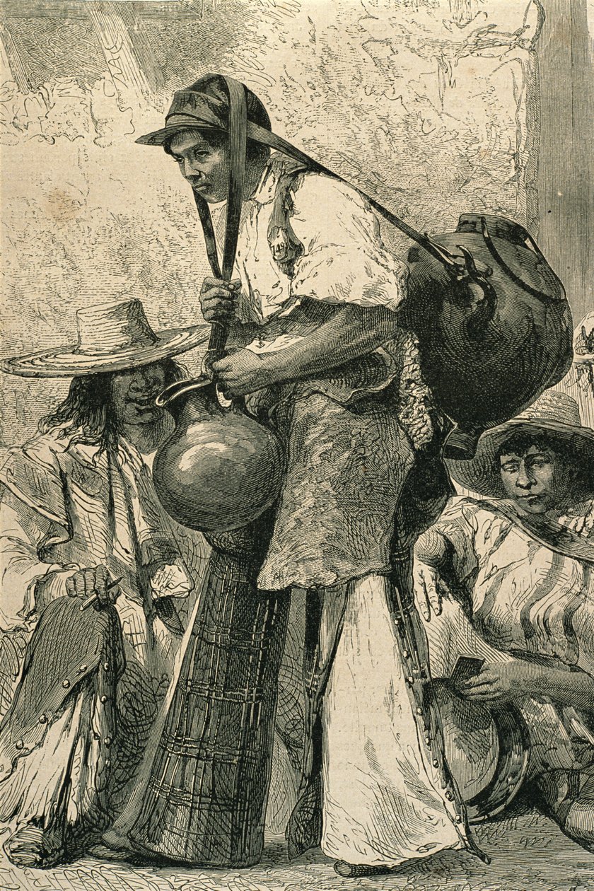 Chłopi w Mexico City, 1860 (rycina) autorstwa French School